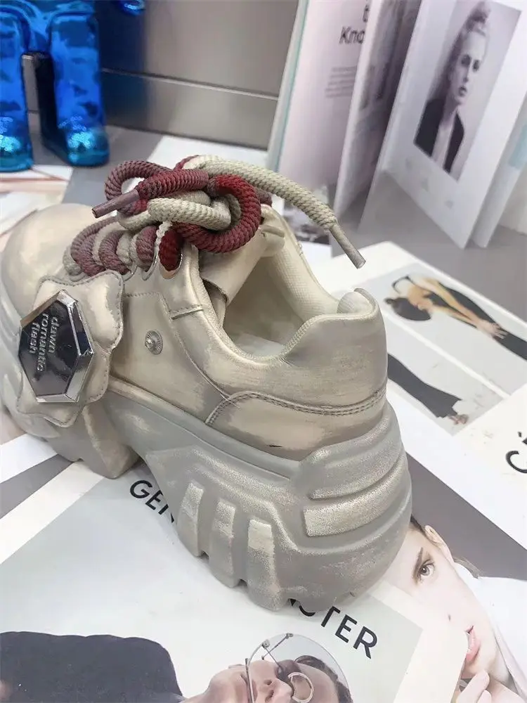 2025 여성 키높이 새 광택 가죽 레이스업 머핀 바닥 - Leather Shoe Polish 리뷰 및 가격