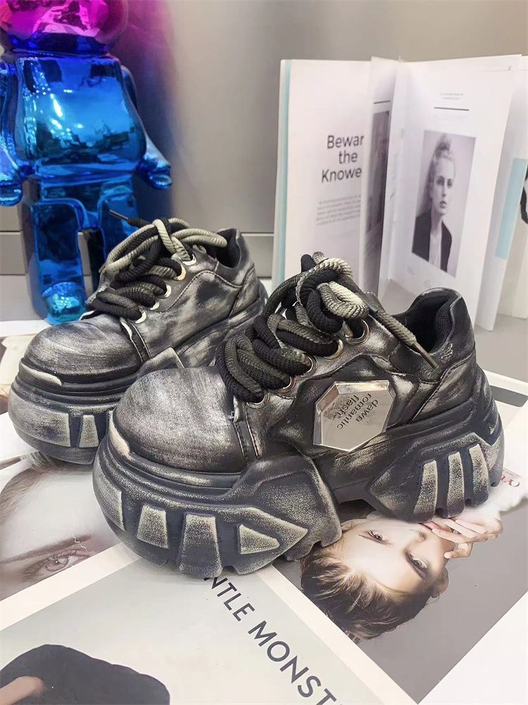 2025 여성 키높이 새 광택 가죽 레이스업 머핀 바닥 - Leather Shoe Polish 리뷰 및 가격