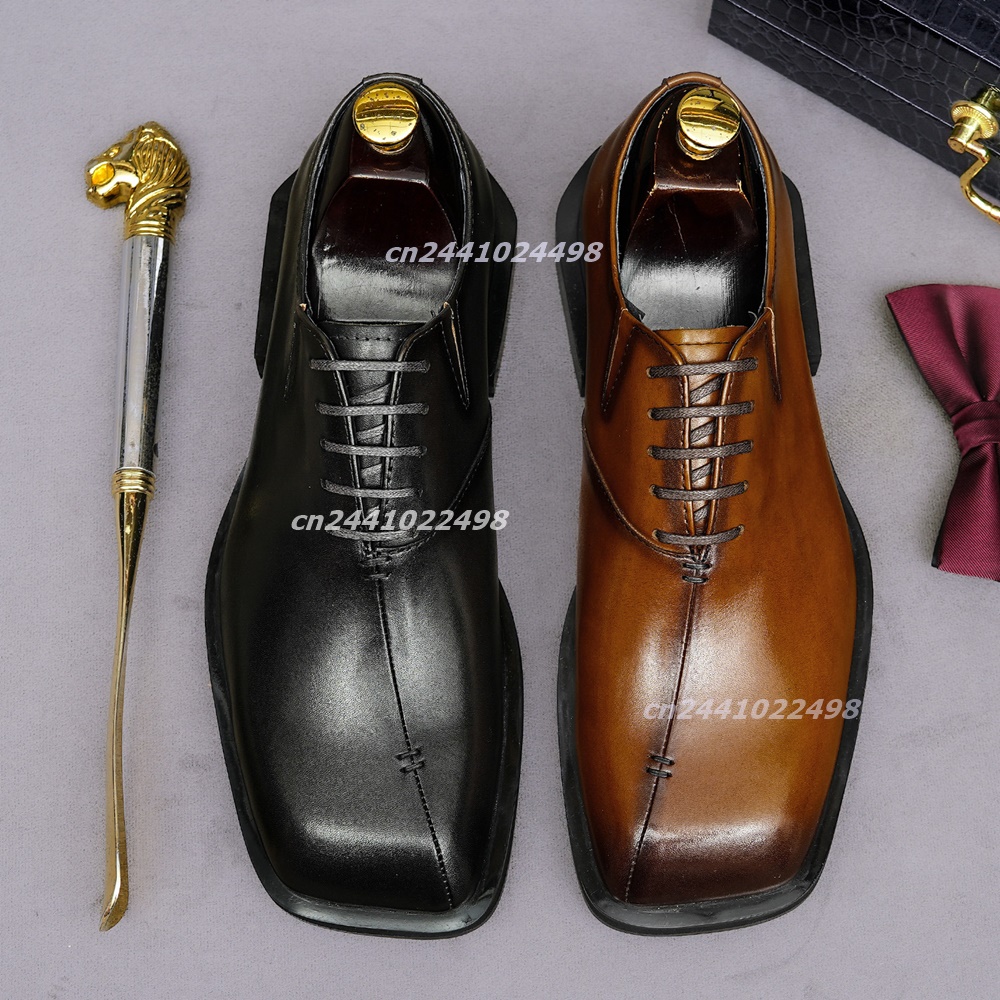 남성용 수제 사각 앞코 브라운 가죽 옥스퍼드 슈즈, 두 - Leather Shoe Polish 리뷰 및 가격